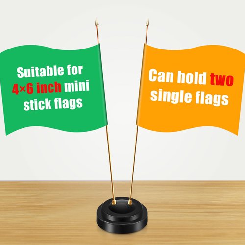 DoubleFill 24 Pcs Mini Flag Holder 2 Hole Miniature Flag Stand Desk Flag Holder Plastic Table Flag Stand Base for Party Company Office Centerpiece Country 4 x 6 Inch Stick Flags Decoration