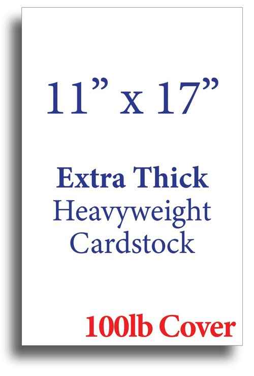 100 Sheets - Extra Thick 11" x 17" Cardstock for Inkjet or Laser Printers - 100lb Cover 270 gsm Heavy Printer Paper - Matte Finish White - Great for Cards, Menu's, Posters, Covers