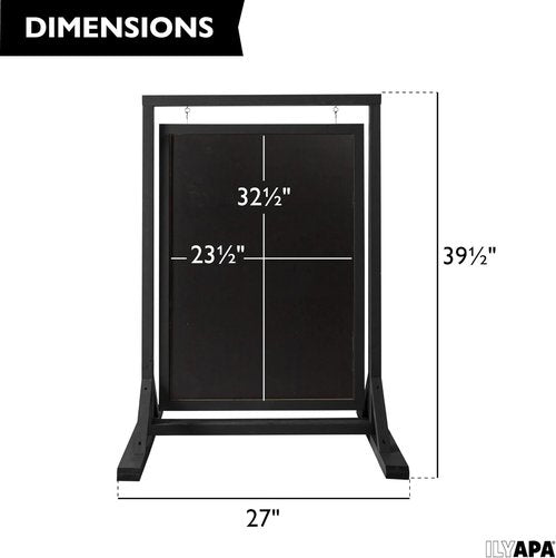 Ilyapa Rustic Double-Sided Chalkboard Sign - Black Magnetic A-Frame Menu Board for Sidewalks