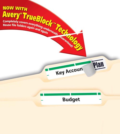 Avery Green File Folder Labels for Laser and Inkjet Printers with TrueBlock Technology, 2/3 inches x 3-7/16 inches, Box of 1500 (5866)
