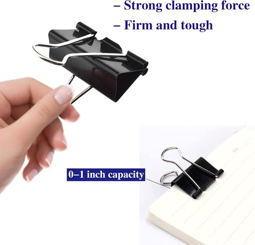 Regine Switzerland Large Binder Clips - Extra Large 2 Inch Paper Clamps | 72 Pack, Black