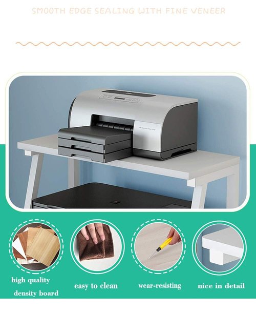 Printer Stand,Printer Stand Table Shelf Cabinet Desk with Storage Office Home Desktop Under Desk Printer Stand Office Furniture for Small Space (White)