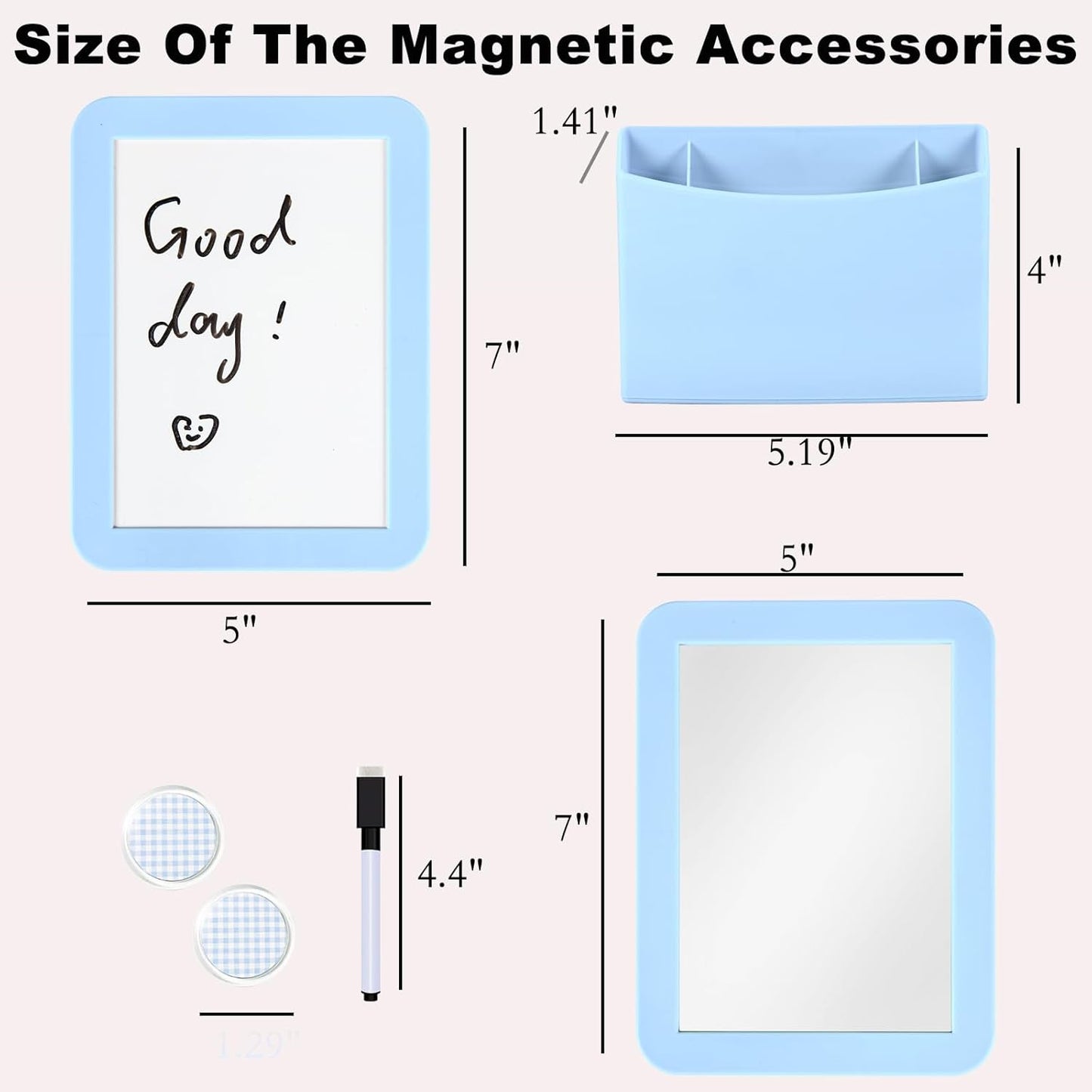 Svartur Blue Locker Accessories for Girls - Whiteboard, Mirror & Pen Holder | Stylish School Decor Essentials
