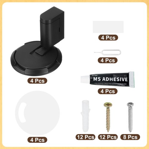 uxcell 4Pcs Magnetic Door Stopper, Silent Magnetic Floor Door Stop with Adhesive, Mechanical Floor Door Stop Shock Absorbing for Bedroom Office Bathroom, Black