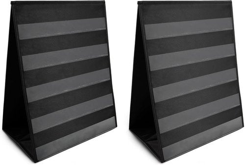 Essex Wares - 2 Pack - 13" Wide x 17" Tall Tabletop Pocket Chart, Black - Double Sided with 5 Straps Each - Reusable Pocket Chart Stand for Classroom - Easy to Use, Foldable Tabletop Chart Stand