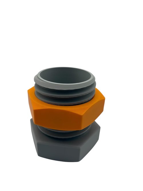Nut and Bolt Design Desk Organizer, Pencil Holder for Office and Home, Back to Work Gift, Office Welcome Back Gift, Coworker Welcome Back Surprise, Gray and Orange