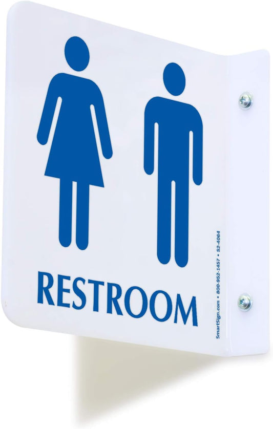 SmartSign Unisex Restroom Corridor Sign - 6" x 6" Acrylic Double-Sided Bathroom Sign