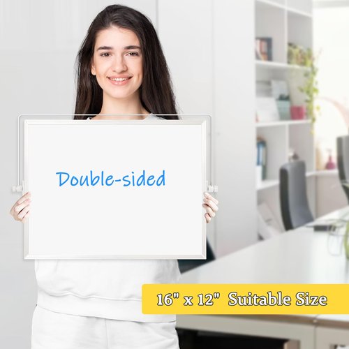 AMUSIGHT Dry Erase Magnetic White Board, 16" x 12" Double-Sided Desktop Whiteboard with Stand, Portable Small Whiteboard Set for Drawing, Office, Home, School