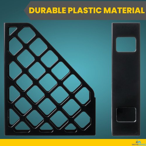 1InTheOffice Plastic Magazine File Holder, File Holder Organizer Box, 3 x 10 x 11.88, Recycled, Black, (2 Pack)