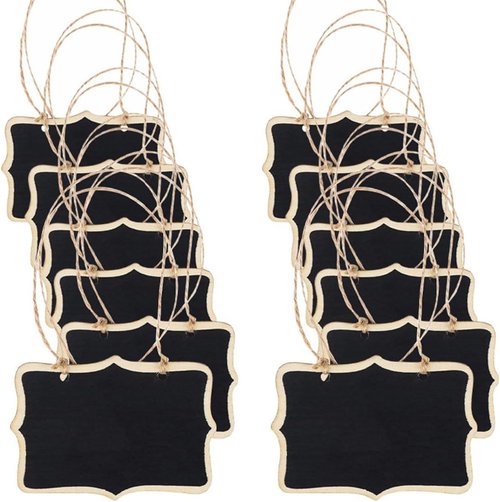 Skiennix 12-Pack Chalkboard Tags - Mini Wooden Signs for Party Labels & Message Boards