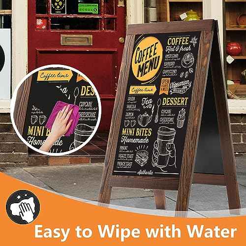 Sandwich Board 40"x20" Solid Pine Wood Rustic Brown,Chalk Board Sign Board,Sandwich Board Signs Outdoor, Chalkboard Easel,A Frame Chalkboard Sign