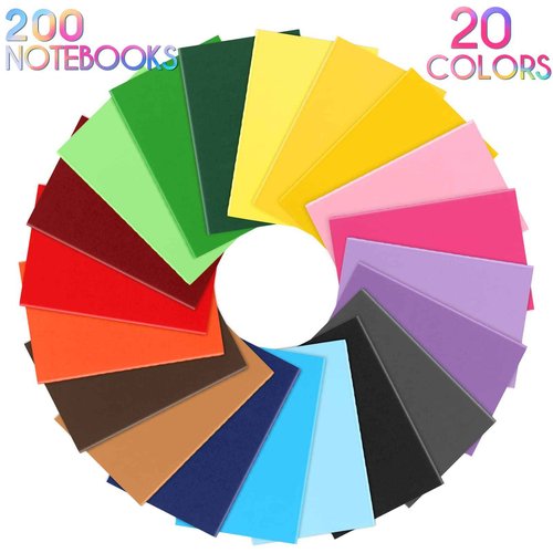 Yexiya 200 Packs Mini Notebooks Colorful Lined Small Pocket Notebook Blank Marriage Memos Notepad Set Mini Notepads for School Students Kids Sketch Drawing Supplies, 3.5 x 5.5 Inch, 20 Color