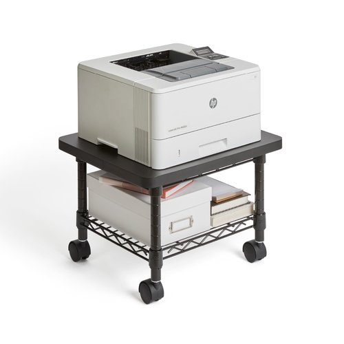 Safco Onyx Rolling Cart Printer Stand, Under-Desk Mobile Utility Table for Home Office with Steel Shelf, Black
