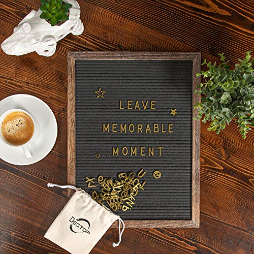 12x16 Grey Felt Letter Board with Rustic Frame, Includes 792 Letters & Accessories