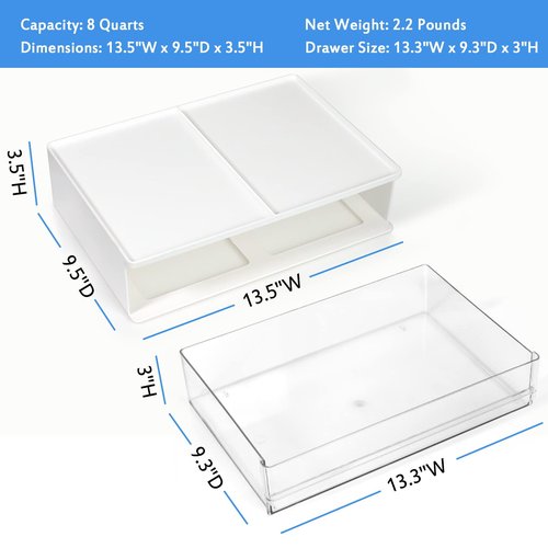 Harhana Printer Paper Holder Desk Organizer with Drawer, Stackable Desktop Storage Drawers 13.5 inch Wide - Pearl White (1 PCS)