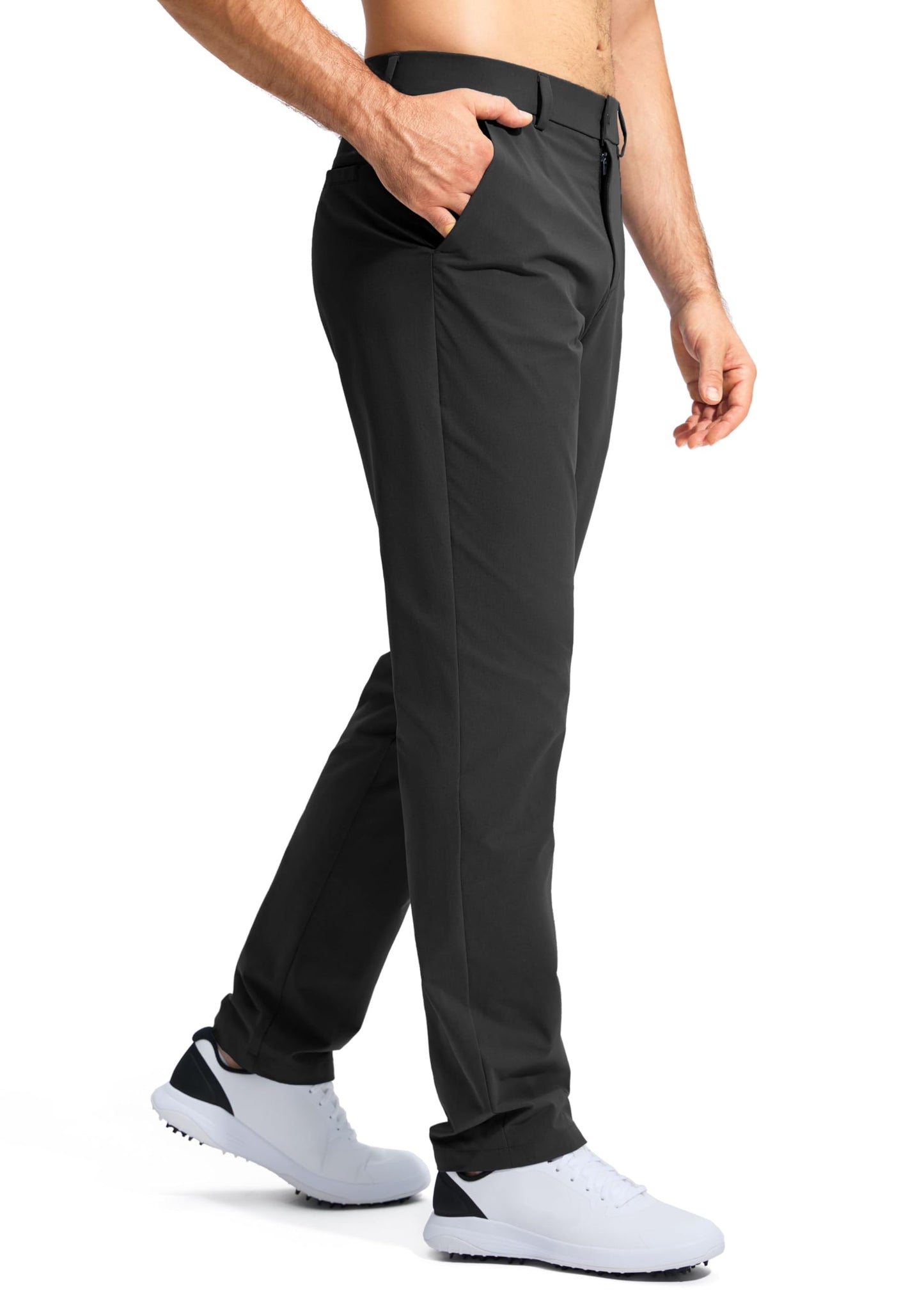 Pudolla Men's Golf Pants Stretch Classic Fit Work Dress Pants 32 Lightweight Quick Dry Casual Slacks Trousers with Pockets(Black 34Wx32L)