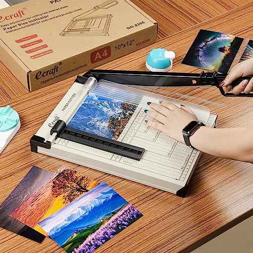 Ecraft 12" Guillotine Paper Cutter£ºPaper Trimmer Accurate Cutting with Safety Guard,15 Sheets Capacity,Magnetic Guide,Heavy Duty Metal Base, Perfect for Cardstock,Cardboard,Vinyl,Crafts & Photos