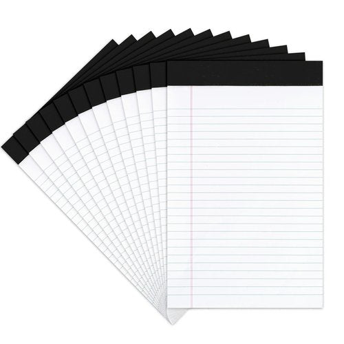 Goefun Legal Pads 8.5 x 11-50 Sheets Notepad, 12 Pack White Lined Notepads 8.5 x 11 Wide Ruled, Perforated Writing Pads Letter Size for Office, School, College