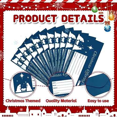 Cholemy 500 Pcs Christmas Offering Envelopes - 6.3 x 3.1 Inch Tithes and Offering Envelopes for Religious Tithe Donation - Bulk Christmas Church Supplies (Star)
