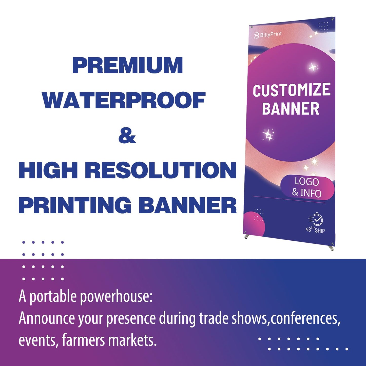 BillyPrint Custom Banner with X Stand 32" x 71" | Personalized X Banner Stand for Advertising, Stores, TradeShow, Restaurant, Event, Birthday & Party | Fast delivery | HD Print With Travel Bag - 1 unit