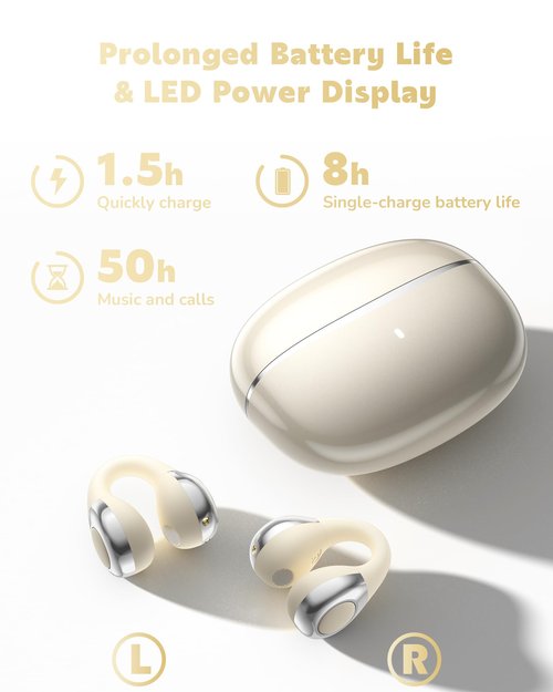 SRICH AI Translation Earbuds Real Time, 3-in-1 Translator Earbuds 144 Languages & Accents, Audifonos Traductores Inglés Español,Open Ear Clip Wireless Headphones with Charging Case fit iOS & Android