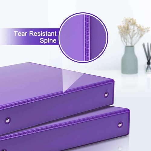 COMIX 3 Ring Binder 2 inch with Clear View Cover, 2" View Binder Holds 450 Sheets of US Letter Size Paper, 6 Pack (Purple)