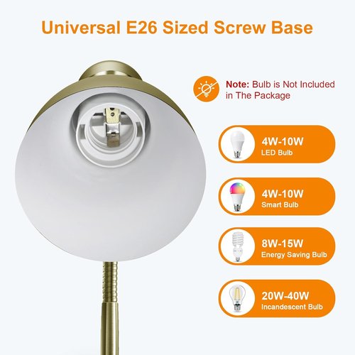 LEPOWER Metal Desk Lamp - Adjustable Goose Neck Design for Eye-Caring Illumination | Bronze Finish