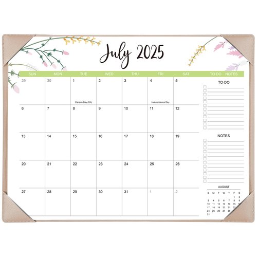 Desk Calendar 2025-2026 with Desk Mat – 22" x 17" Large Desk Pad Calendar Runs From Jul 2025 to Dec 2026, Floral Design Desktop Calendar with To-Do, Notes for Planning, Organizing, and Scheduling Your Life (Apricot)