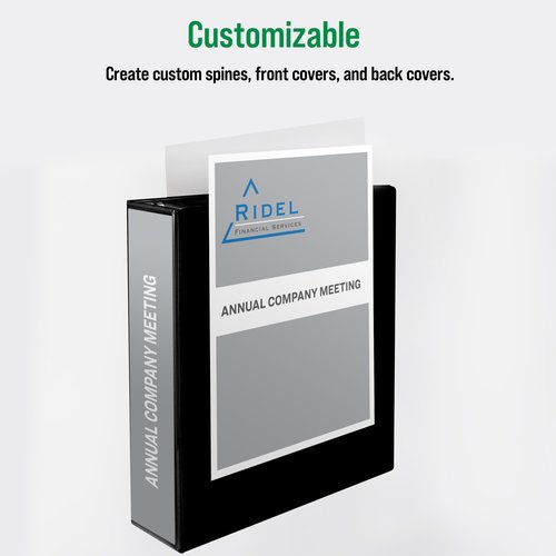 Office Essentials Economy View 3 Ring Binders, 3" Round Rings, 3.5" Spine, 460-Sheet Capacity, Black Binders (12-Pack of 03431)