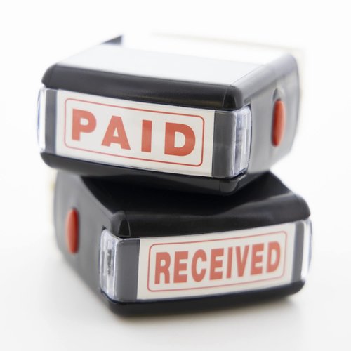 BAZIC Products Paid Self-Inking Stamp with Red Ink for Office, Business, and Documents, Easy Refillable Pad, Crisp & Clear Impressions, 24-Pack