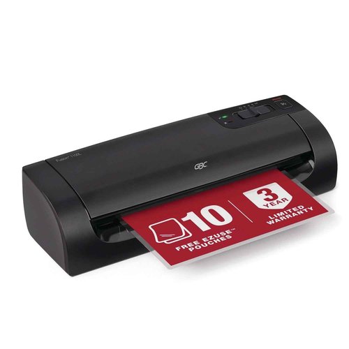 GBC Thermal Laminator Machine, Fusion 1100L, 9 Inch, 4 Min Warm-up, 3 or 5 Mil, with 10 EZUse Laminating Pouches (1703074)