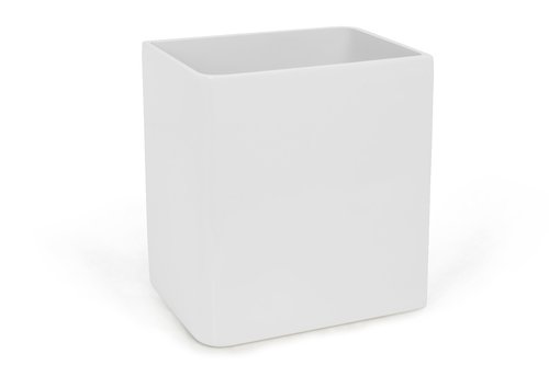 Kassatex Lacca White Open-Top Plastic Trash Basket