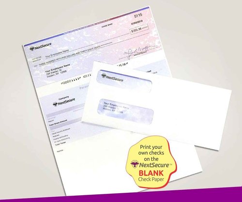 NextDayLabels - Blank Check Stock, 500 Sheets, Blue/Red Prismatic Top, 8.5 x 11 Inches, 24 lb, Laser/Ink-Jet Check Paper