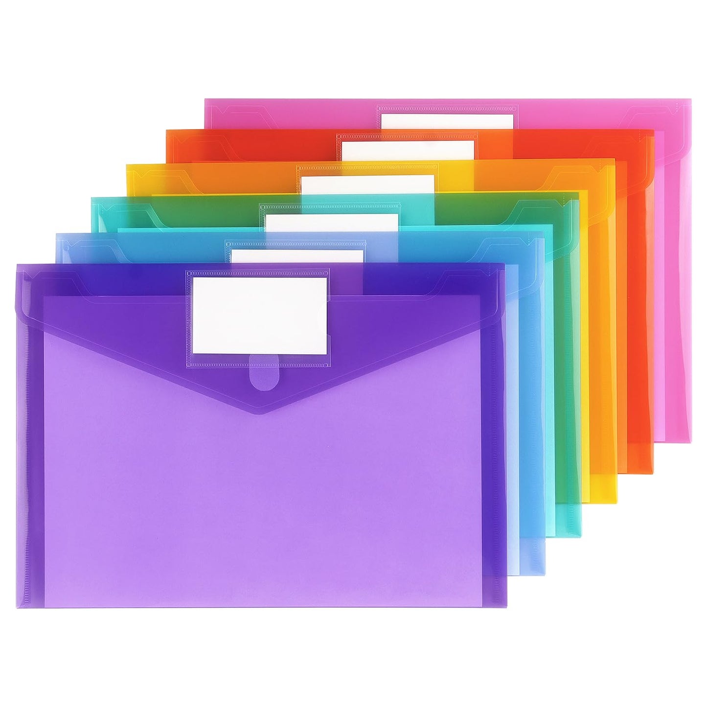 Tamaki 6 Pack Plastic Envelopes Poly Envelope Folder Clear Document Plastic File Folders Organization with Hook & Loop Closure, Letter Size/A4 Size, Envelope Folders for School Office