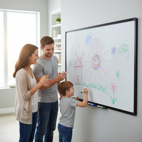 Regine Switzerland Magnetic Whiteboard - 60 x 48 Inch Black Frame | Modern Dry Erase Board for Home Office & Creative Studio