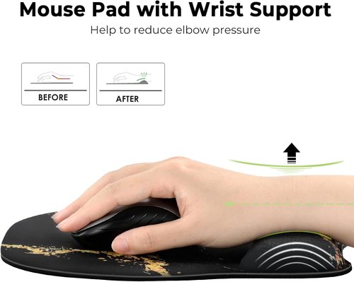 EooCoo Ergonomic Mouse Pad - Memory Foam Wrist Support & Non-Slip Base | 9.64 x 8.26 in for Home & Office
