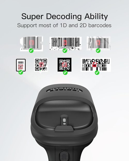 Inateck Wireless Bluetooth Barcode Scanner - Fast & Accurate QR Code Scanning | 180-Day Battery Life, Compatible with iOS/Android/Windows