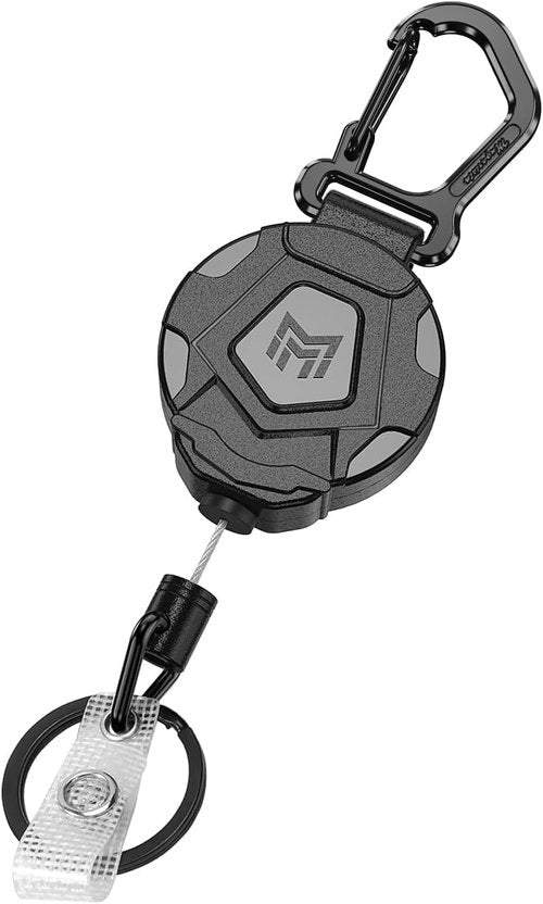 MNGARISTA Heavy-Duty Retractable Keychain - Tactical ID Badge Holder with 31.5” Steel Cord