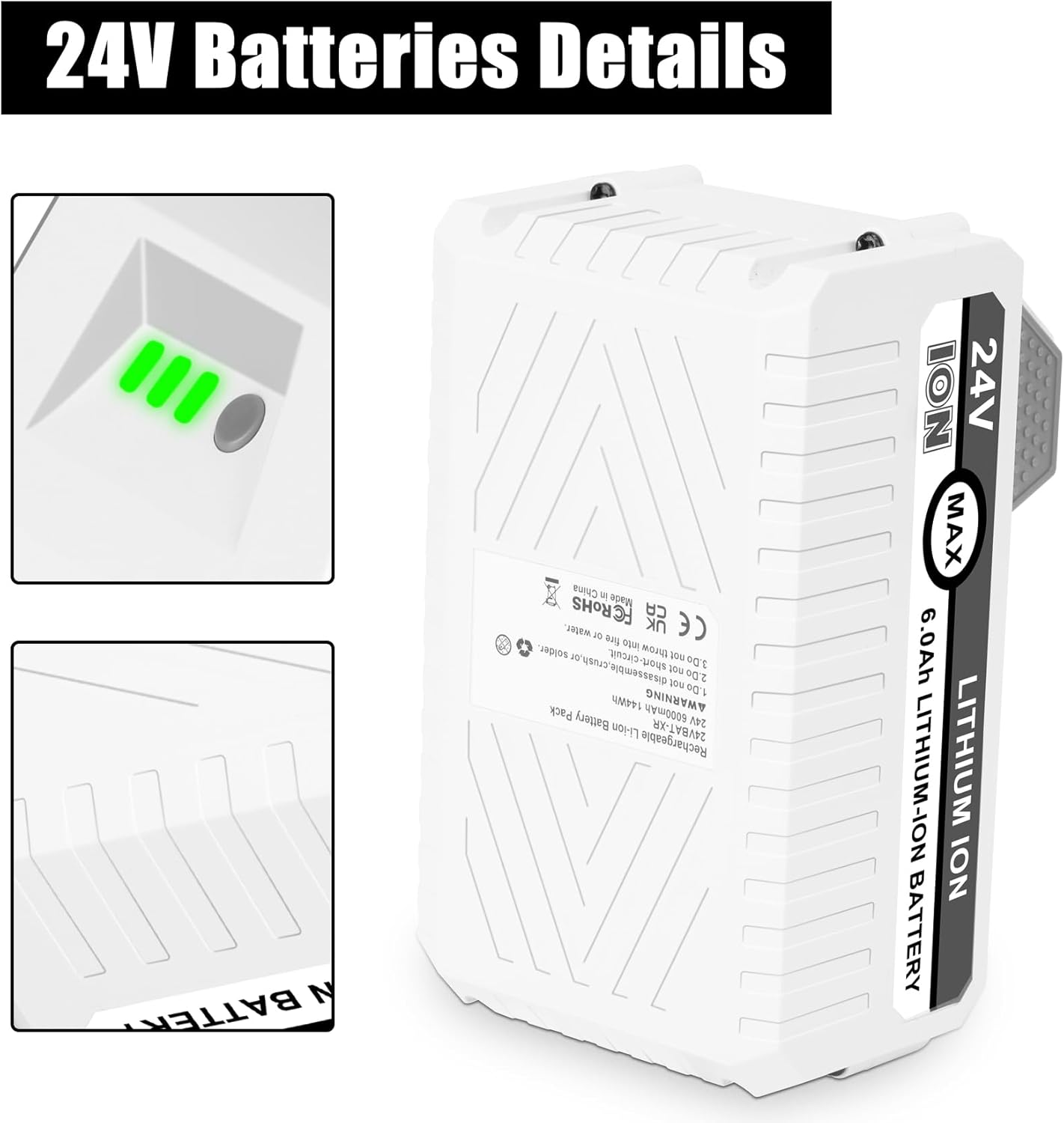 Sun Joe | 24V Lithium Ion Battery Replacement - 6.0Ah Compatible with All Joe iON+ Cordless Snow Blowers