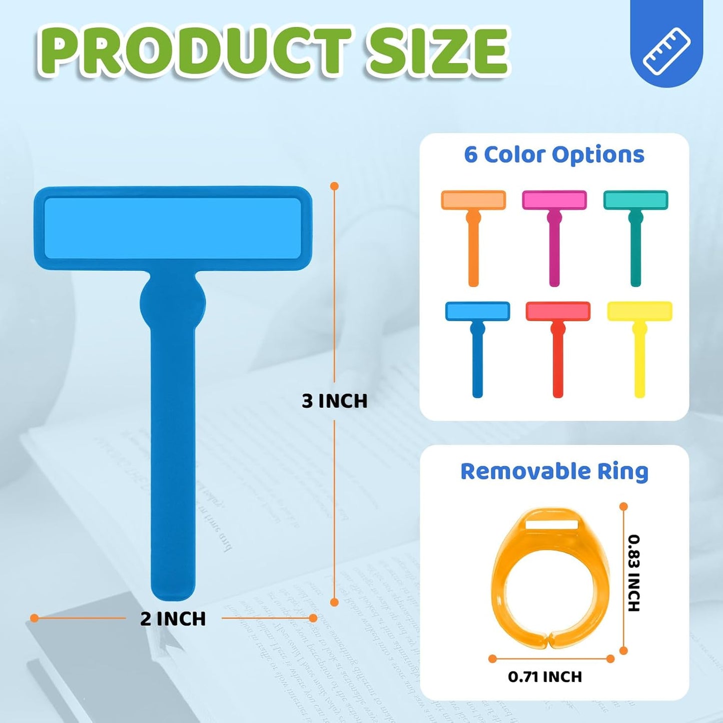 Skiennix Guided Reading Strips - 8Pcs Finger Trackers for Dyslexia & ADHD | Reading Tools with Rings