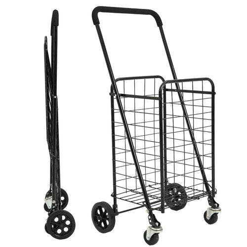 Ultra-Light Foldable Shopping Cart - 18.5 Gallon Grocery Cart with Wheels, 360¡ã Swivel Front Wheels and Tool-Less Rear Wheels Installation for Shopping, Grocery, Laundry, Luggage