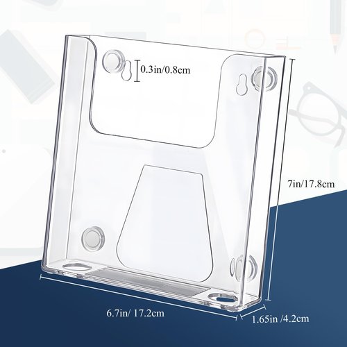 Thyle 2 Pcs 6.7 Inch Acrylic Brochure Holder Wall Mount Flyer Holder Clear Literature Organizer magnetic File Magazine Display Stand Plastic Pamphlet Organizer Mail Display Stand for Wall