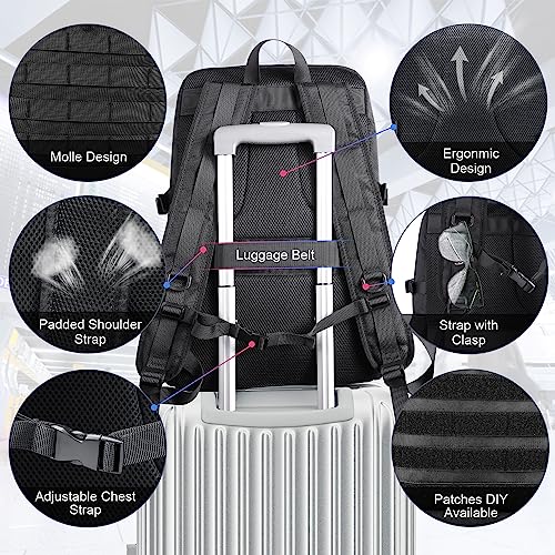 BERTASCHE Lunch Backpack, Laptop Backpack 15.6 inch Work Backpack w/Insulated Cooler Lunch box for Men Women, Tactical Casual Daypack for Commuter Picnic College,Black