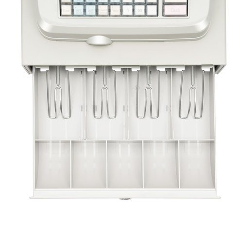 48 Keys Electronic Cash Register, 8 Digital LED Display Retail Point of Sale System and Cash Drawer, Multifunction Thermal Digital Cash Register with Drawer Box for Markets, Cafes