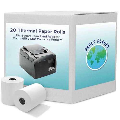 Thermal Paper for Square POS Stand and Register (Star Micronics TSP143IIIU Printer) by Paper Planet | 20 Rolls