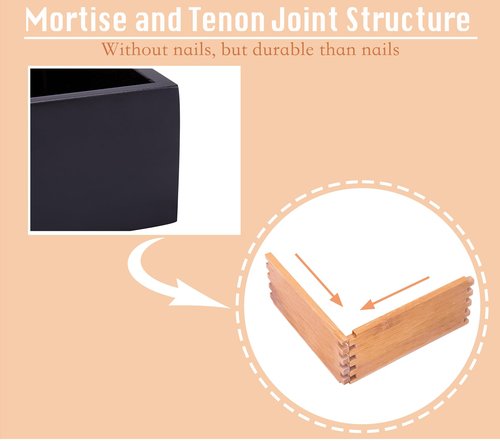 Sansnow Bamboo Drawer Organizer Box for Office Home Black Orgnizer Boxes Office Organizer Boxes, Black 12"*4"
