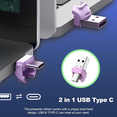 QUI Presentation Clicker - Wireless USB C Remote with Volume Control for PowerPoint | Mac & Windows Compatible
