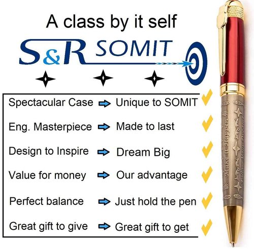 S&R Somit Fancy Pen Bundle of Golden Rose and Red Gold with Gift Boxes Valuable Luxury Pen for Business and Office, Executive Gift - Special Engraving & Led Decorative Box