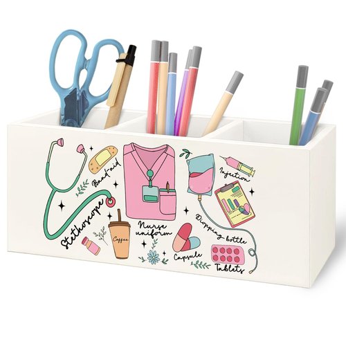 URLLUAE Nurse Gifts Wooden Pen Pencil Holder for Office Desk Accessories, Nurse Appreciation Gifts, Gift for Nurses Nursing Students Makeup Brush Toothbrush Holder Organizer