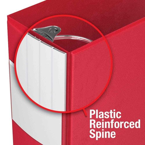 Heavy-Duty 3-Inch Binder Notebook, Large 3-Ring Binder for School, Office, or Home, Pack of 4, Red